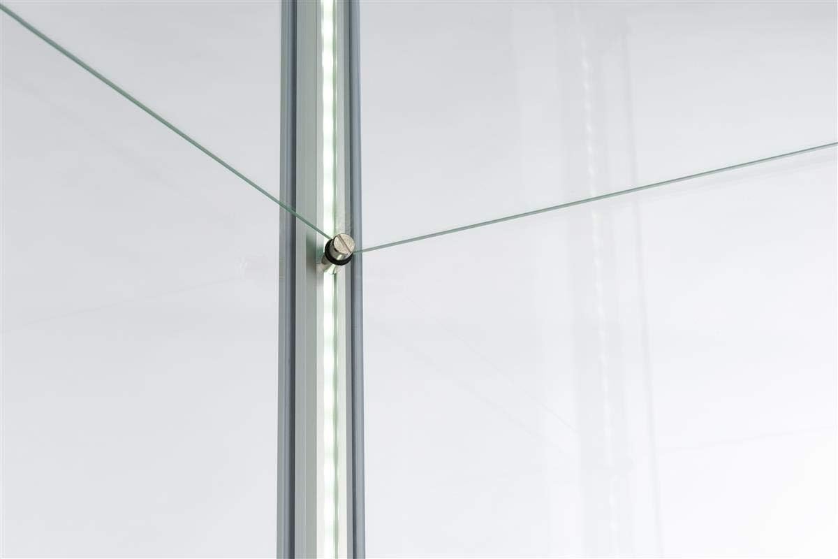 Displays2go Locking Glass Display Case, Illuminated, Silver