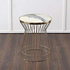 Telephone Table, Pedestal Tables,Round Sofa & Console Tables,Telephone Tables,Geometric Modern Marble and Metal Side End Table Stand (Color:Gold,Size:19.6823.62in)