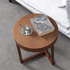 Telephone Table, Round Small Side Table,Sofa Corner end Table,Telephone Solid Wood Side Table,Negotiating Table,Solid Wood Support Legs(Color:Walnut,Size:18.8918.8920.07i