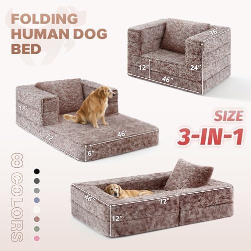 HABUTWAY Convertible Sofa Bed, 3-in-1 Futon Sofa Bed with Pillow, Foldable Pull Out Floor Sofa Bed with Removable Cover, Plush Couch for Living Room/Bedroom/Dorm