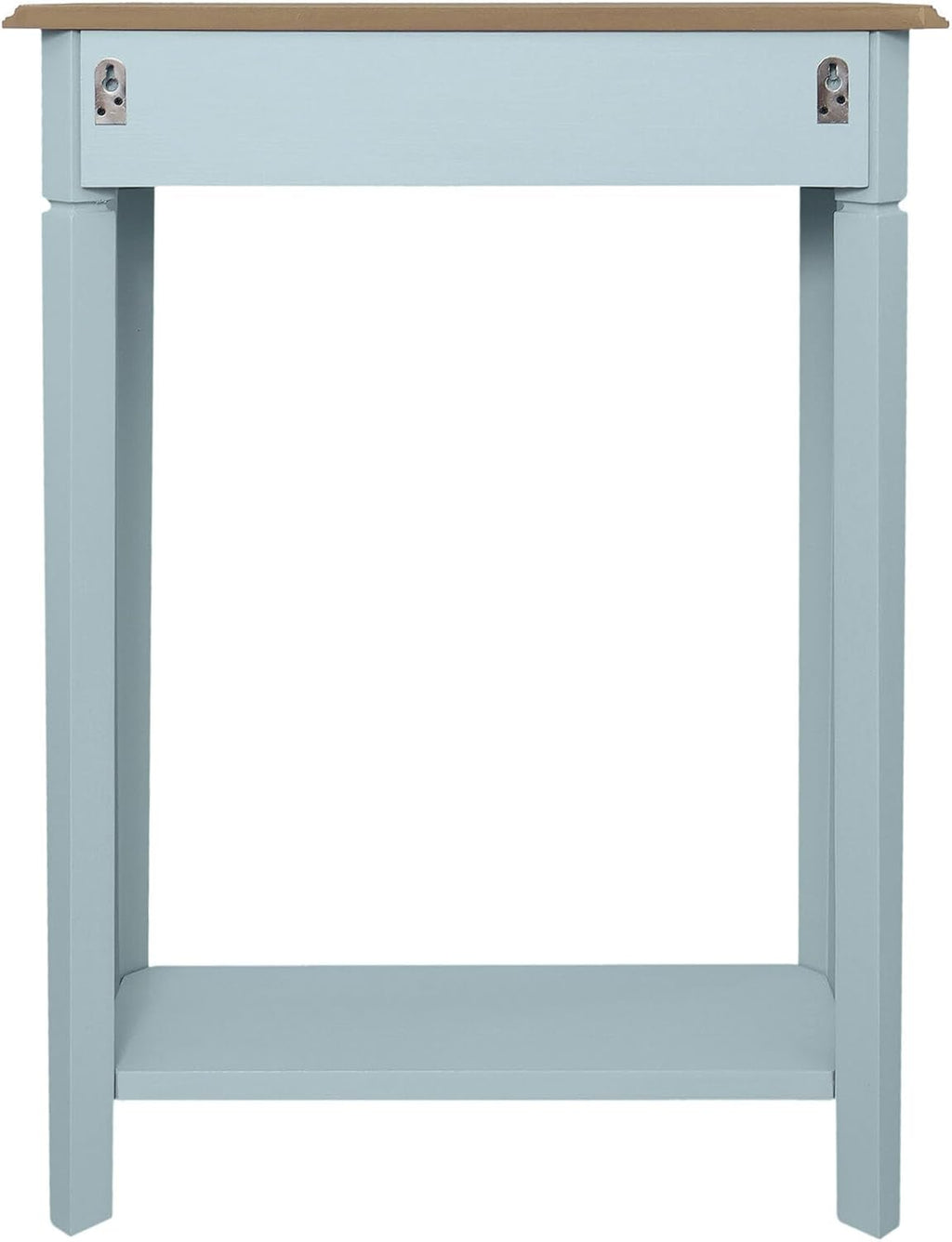 East at Main Marnie Blue Narrow Console Table for Entryway with Drawer | 23.75-inch slim hallway table with lower shelf, powder blue and natural wood finish, coastal furniture for small spaces