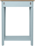 East at Main Marnie Blue Narrow Console Table for Entryway with Drawer | 23.75-inch slim hallway table with lower shelf, powder blue and natural wood finish, coastal furniture for small spaces