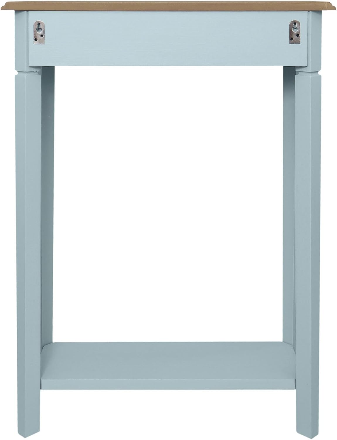 East at Main Marnie Blue Narrow Console Table for Entryway with Drawer | 23.75-inch slim hallway table with lower shelf, powder blue and natural wood finish, coastal furniture for small spaces