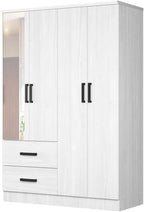 Woodpeckers Furniture And Mattress 4 Mirrored Doors Wardrobe 2 Drawers with Shelves 72 high (1 Mirror, White)