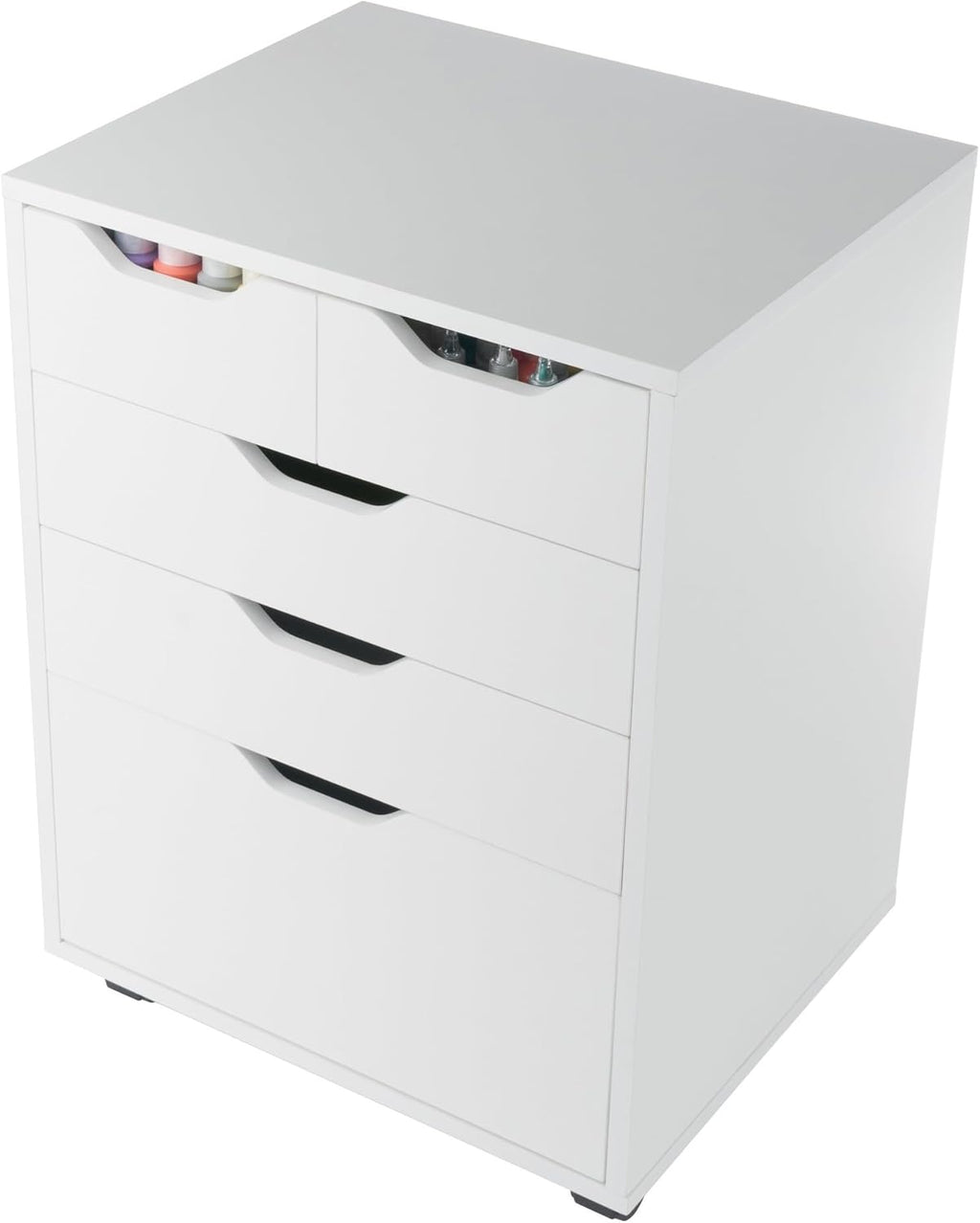Winsome Halifax Mobile Storage Cabinet with 5 Drawers in White, Stylish & Functional Home Storage Cabinet for Filing, Kitchen Organization, Moveable Furniture for Office, Dorms, Apartments