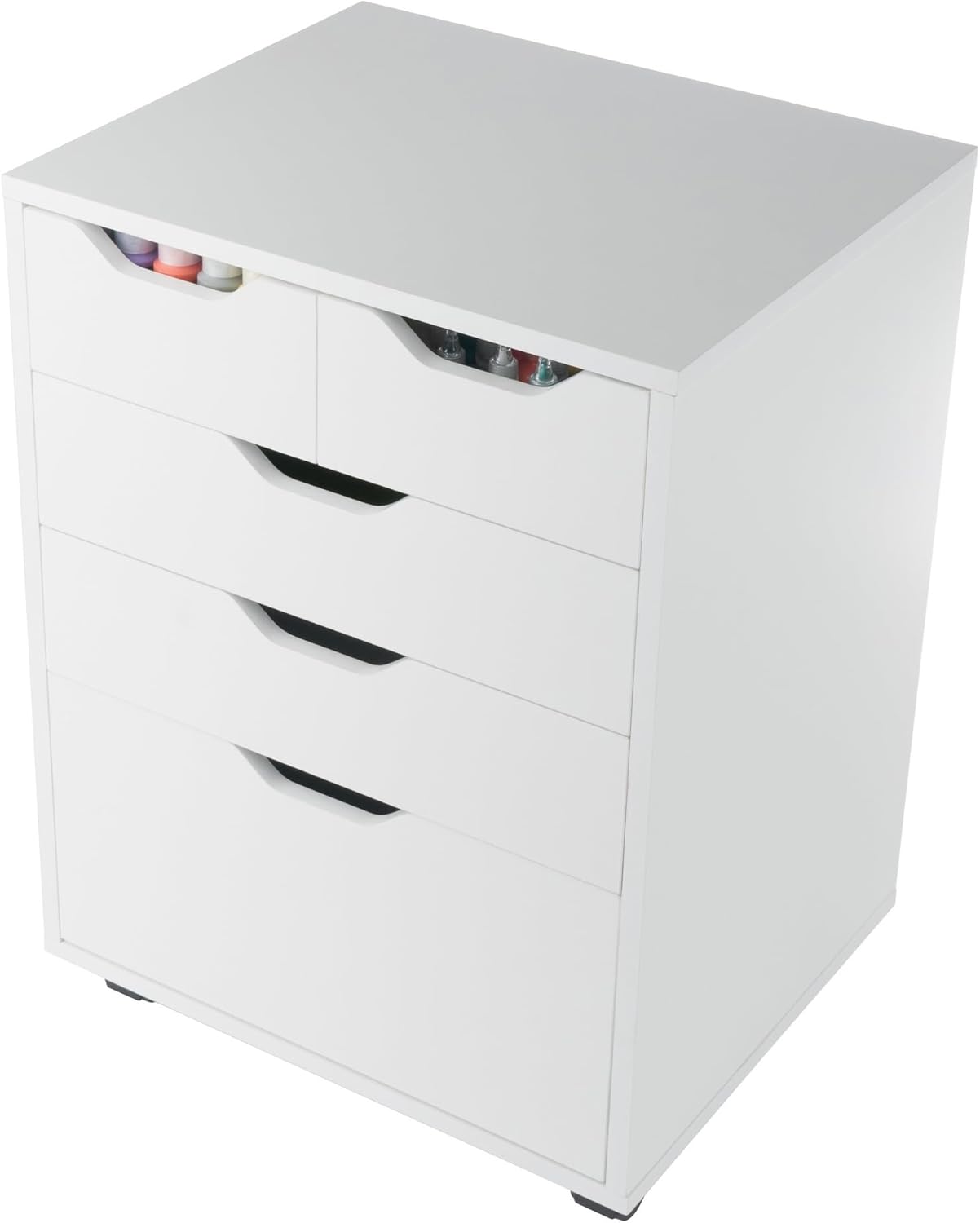 Winsome Halifax Mobile Storage Cabinet with 5 Drawers in White, Stylish & Functional Home Storage Cabinet for Filing, Kitchen Organization, Moveable Furniture for Office, Dorms, Apartments