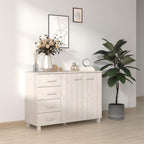 White Solid Pinewood and MDF Sideboard with 4 Drawers and 2 Doors, Modern Storage Cabinet for Dining Room Living Area Hallway Entryway Buffet Console