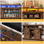 70" LED Farmhouse TV Stand for 80/75/70 Inch TVs,Tall Entertainment Center Storage Cabinets w/Power Outlets and Sliding Barn Door,Rustic TV Stands for Living Room,Media Console Cabinet (Brown)