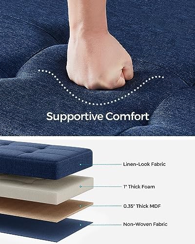 SONGMICS Storage Ottoman Bench, Foldable Foot Rest with Legs | End of Bed Bench, Storage Chest, 43.3 x 15 x 15.8 Inches, Load up to 660 lb, Midnight Blue, MELISA Collection ULSF018I01