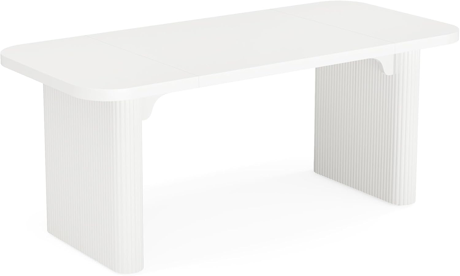 Tribesigns Dining Table for 4-6, Rectangular Wood Kitchen Tables with Double Pedestal, 62-Inch Dinner Tables for Dining Room, Living Room, Easy Assembly, Only Table (White)