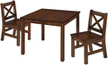 eHemco Solid Hard Wood Kids Table and Chair Set, Coffee, 3 Piece | 2 Chairs Included, Rubberwood