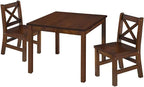 eHemco Solid Hard Wood Kids Table and Chair Set, Coffee, 3 Piece | 2 Chairs Included, Rubberwood