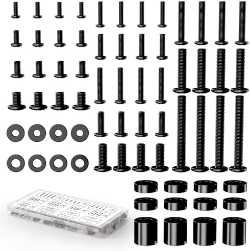 Universal TV Mounting Hardware Screw Kit, M4-M8 Screws for VESA Mounts | Black Screws, Complete set includes bolts, washers and spacers, Fits Most TVs/Monitors up to 80 inches,Organized Storage Case
