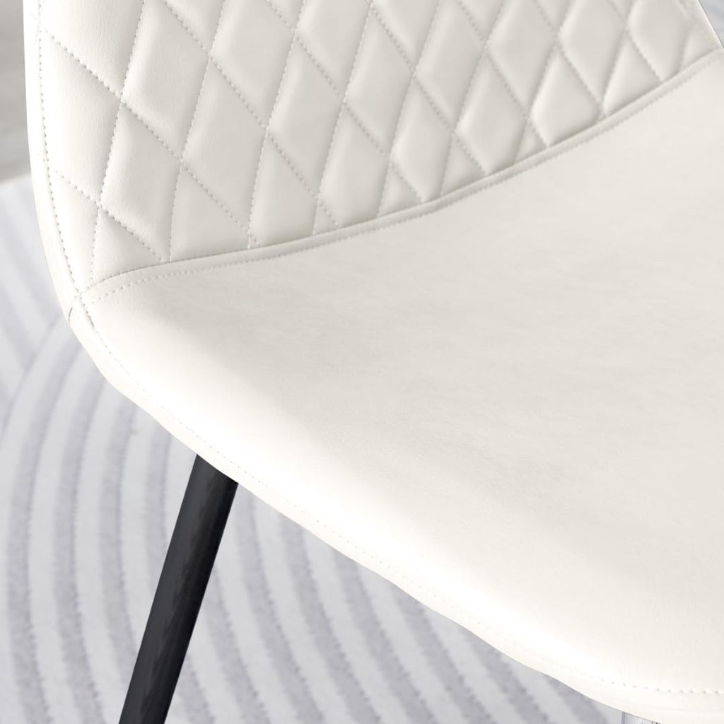 Furniturebox Dining Chair Set of 2 - Corona Black Leg White Faux Leather Dining Chair