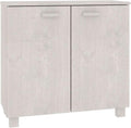 White Wooden Sideboard with 2 Doors, 33.5"x13.8"x31.5" Solid Pine Wood Storage Cabinet, Hamar Accent Buffet Credenza for Living Room, Dining Room and Hallway