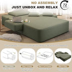 60.2" Oversized Chaise Lounge Chair, Corduroy Cloud Couch, Deep Seat Convertible Sofa Bed with 3 Pillows, Wide Armrests, Side Pocket, No Assembly (Green)