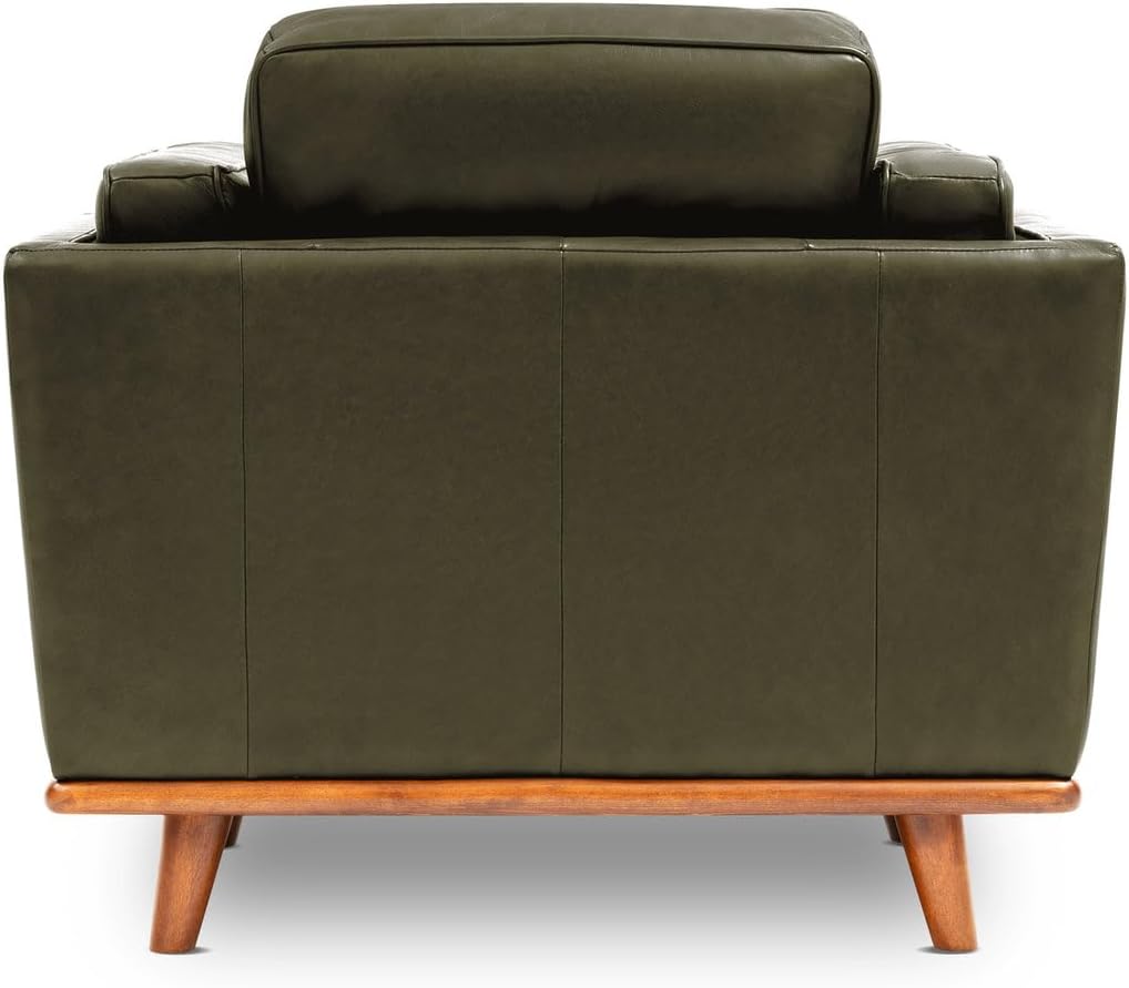 Valencia Artisan Full Leather Accent Chair 41.5” | Pure Full Italian Nappa Leather Chair, Solid Wood Accent, Ultimate Comfort, Dark Green