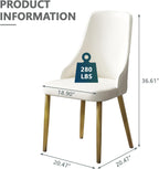 Upholstered Dining Chairs Set of 4,36.6" Modern Accent Dining Chair with Gold Metal Frame&Backrest,Faux Leather Dining Chair for Living Room/Dining Room/Reception Room/Studio/Small Place(Beige)