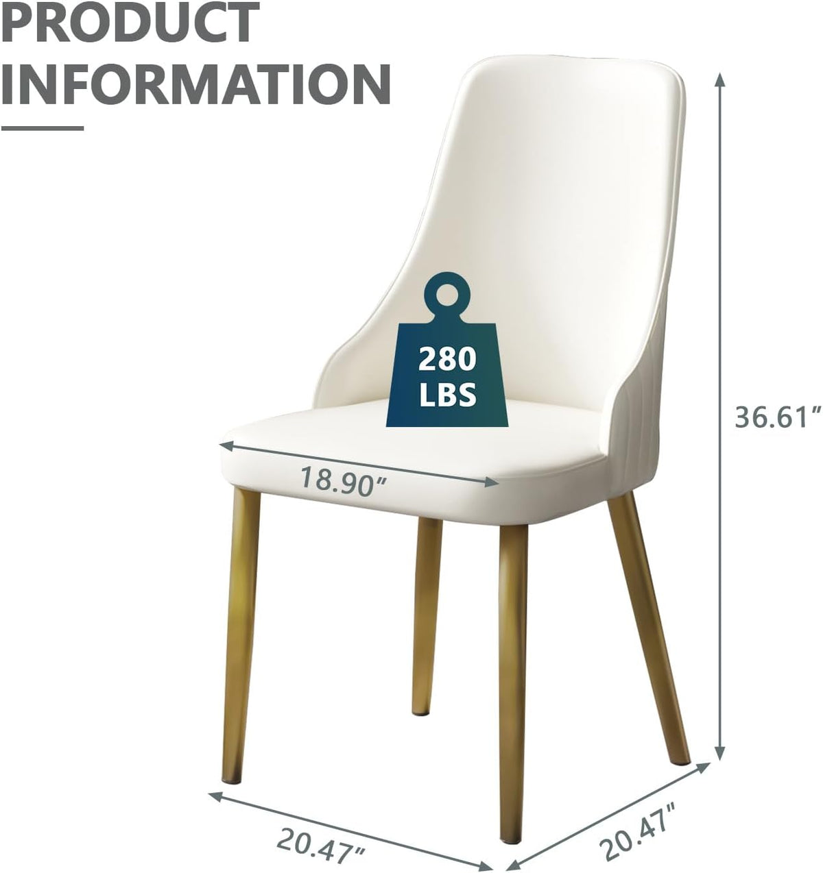 Upholstered Dining Chairs Set of 4,36.6" Modern Accent Dining Chair with Gold Metal Frame&Backrest,Faux Leather Dining Chair for Living Room/Dining Room/Reception Room/Studio/Small Place(Beige)