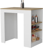 Kitchen Island with 3-Side Shelves Multicolor Engineered Wood | Includes three side shelves for storage and meal prep convenience