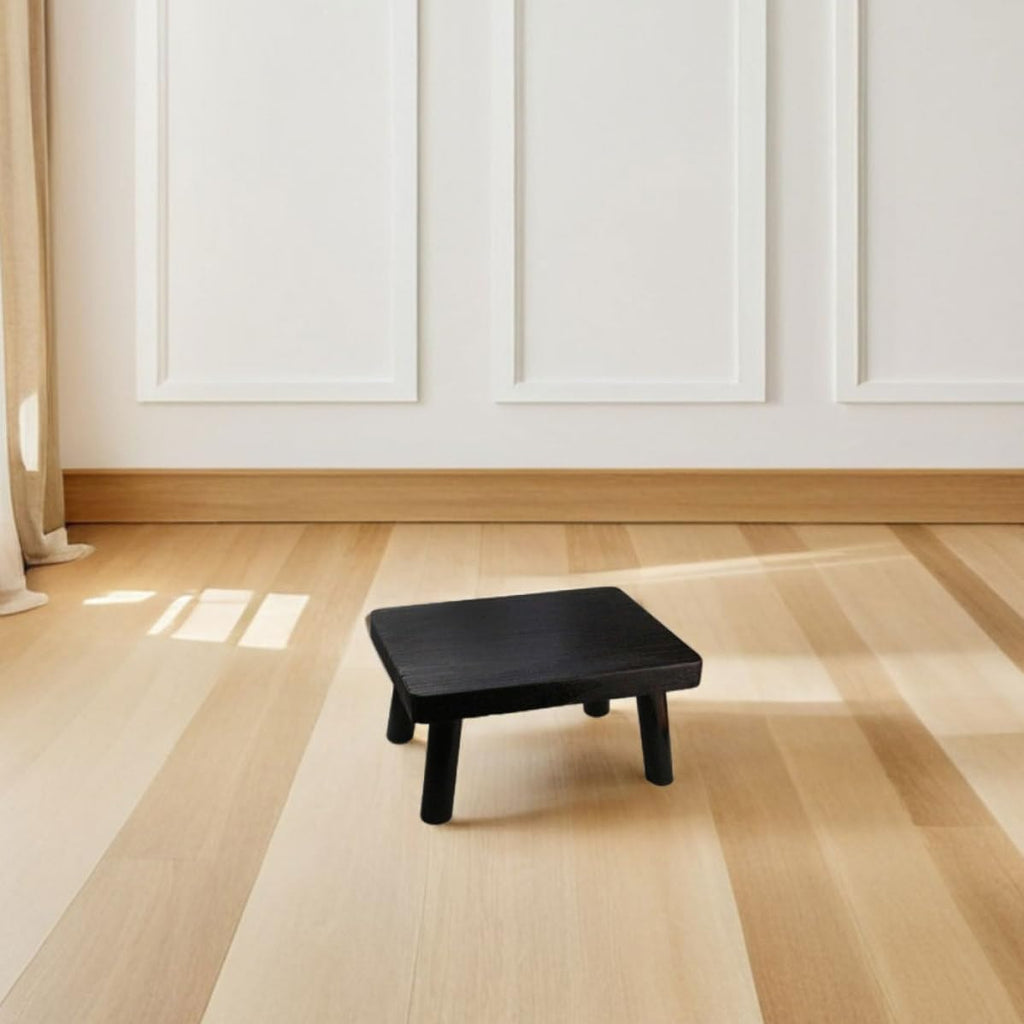 ibasenice Japanese Style Rectangular Wooden Low Table and Small Wood Stool Reliable Support and Compact Design for Floor and Bedroom Use