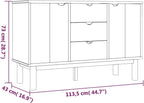 Scandinavian Sideboard Solid Pine Wood Engineered Wood Medium Large Brown 4 Pieces with 3 Drawers 2 Doors for Living Room Dining Area Storage