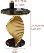 Round Marble Table Coffee Table, Luxury Living Room Side Table, Modern Bedroom Decoration Table, Suitable for Living Room, Bedroom, Study Room(White,19.7x21.7in)