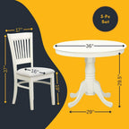 Furnifact White Solid Wood 5 Pc Dining Room Set, Breakfast Nook Table with Slatted Chairs, Kitchen Table and Chairs for 4, Compact Seating Option
