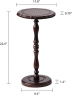 100% Solid Wood Round Side Table, Small Drink Table for Small Spaces, Modern End Table Accent Nightstand for Bedroom, Living Room, Corners and Office, Brown