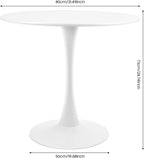 31.5 Inch Round Dining Table for 3 Person, Modern Minimalist Space-Saving Circle Dinner Table with Sturdy Metal Legs, Compact Kitchen & Dining Room Furniture