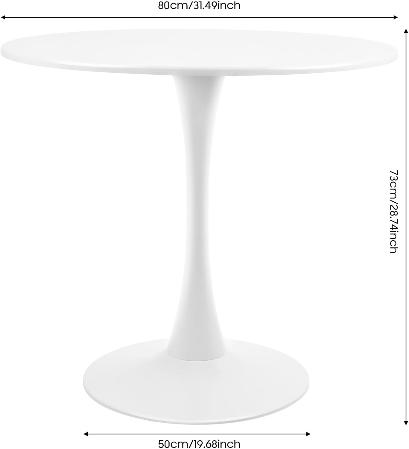 31.5 Inch Round Dining Table for 3 Person, Modern Minimalist Space-Saving Circle Dinner Table with Sturdy Metal Legs, Compact Kitchen & Dining Room Furniture