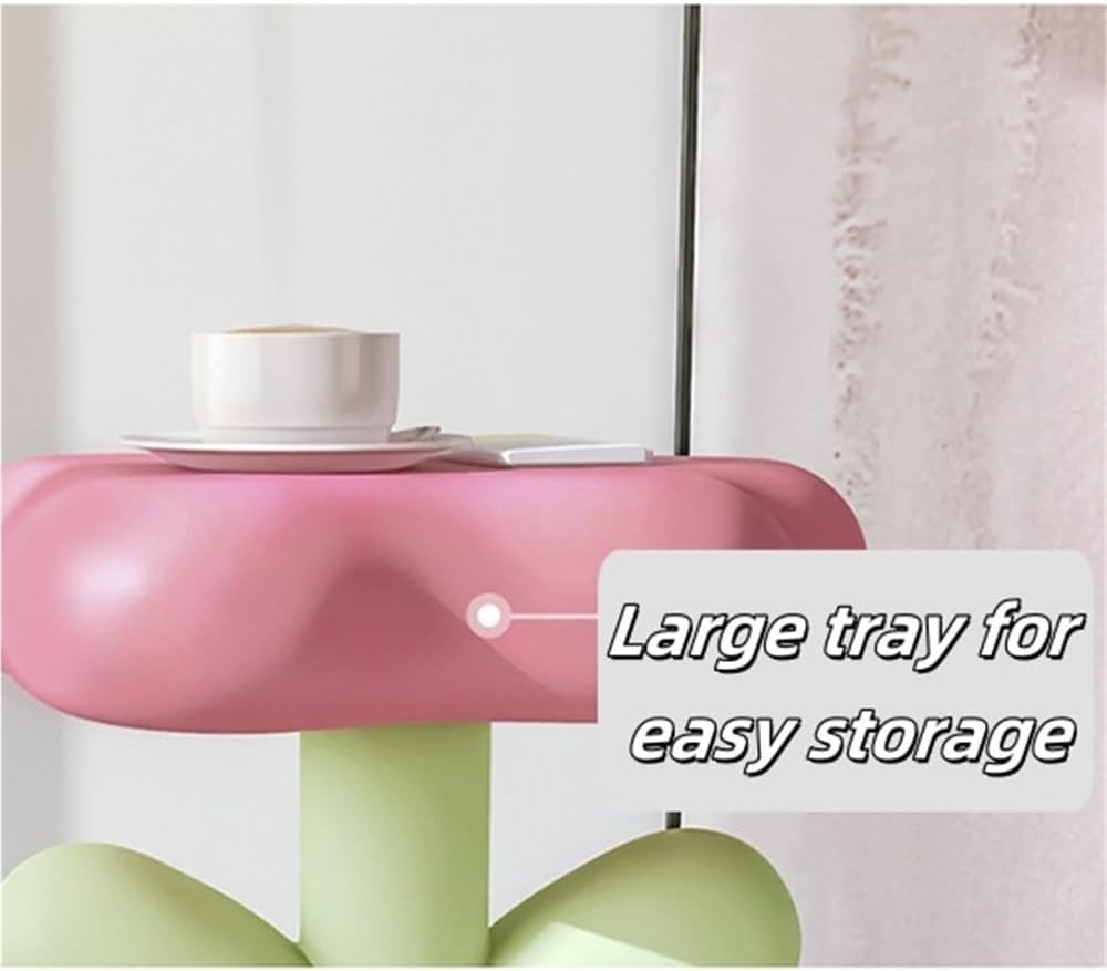 Resin Flower-Shaped Side Table, Distinctive End Table for Apartment Decor, Funky Coffee Table, Cute Small Nightstand for Bedroom, Living Room(Yellow)