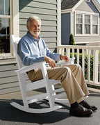SERWALL Outdoor Rocking Chair Set of 2, Adult HDPE Rocking Chair, White | 21.1" Widened Seat adds Extra Comfort, Oversized Rocking Chair for Adults, All Weather Porch Rocker for Lawn Garden