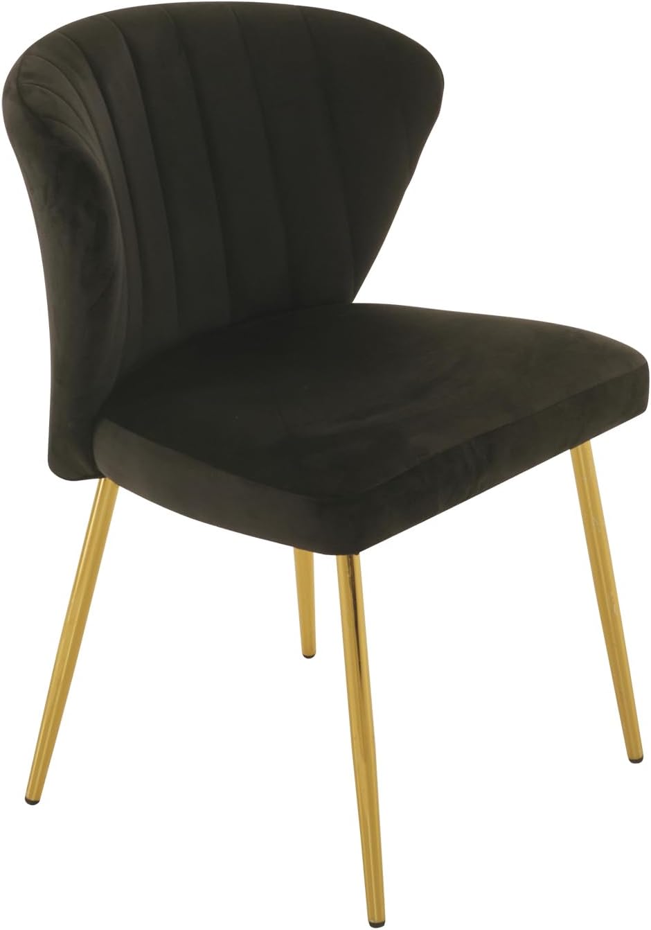 MOJAY Velvet Dining Chairs Set of 2, Modern Upholstered Dining Room Chairs with Gold Metal Legs, Accent Vanity Chairs for Kitchen, Living Room, Patio (Black)