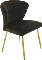 MOJAY Velvet Dining Chairs Set of 2, Modern Upholstered Dining Room Chairs with Gold Metal Legs, Accent Vanity Chairs for Kitchen, Living Room, Patio (Black)