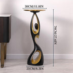 Side Table with Tray Top, Flower Stand, Round End Table, Decorative Accent Piece for Living Room, Home Decor, and Bedside Table(Black)