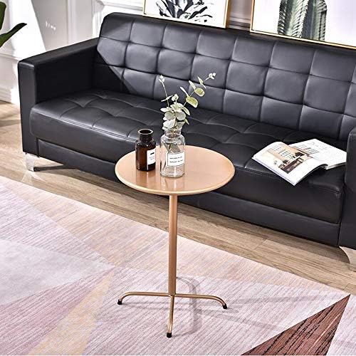 Telephone Table, Round Metal Coffee/Telephone/Bedside Table,Living Room Sofa Side Table,Removable Design,4 Metal Foot Base(Gold-15.74 * 21.65in