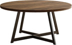 59" Round Dining Table for 6-8, Modern Kitchen Table with Steel Base, Dining Room Tables for Kitchen, Dark Brown