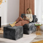 WLIVE 26'' Ottoman, Lightweight, Movable Foot Rest Stool for Living Room, Grey