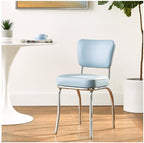 HomeStock Diner Chair - Vinyl Seat, Chrome Frame - Fully Assembled Bistro Kitchen Chair Bristol Blue