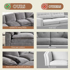 130" Modular Sectional Sofa with Storage, Premium Chenille Cloud Couch with Movable Ottomans, 1200lbs Heavy Duty Deep Seat Sectional, High-Density Foam (Light Gray, 4 Seater & 2 Ottoman)