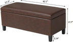 Adeco 42" Storage Leather Bench for Living Room – Black & Red Two-Tone End of Bed Storage Bench, Multi-Functional Top-Lift Coffee Table Ottoman with Storage for Bedroom or Entryway