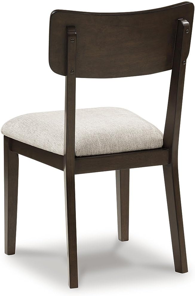 Signature Design by Ashley Favelon Upholstered Wood Dining Chairs, Set of 2 | Mid-century modern curved backrest, Foam cushioned seat, Merlot finish solid wood frame, Casual dining room use
