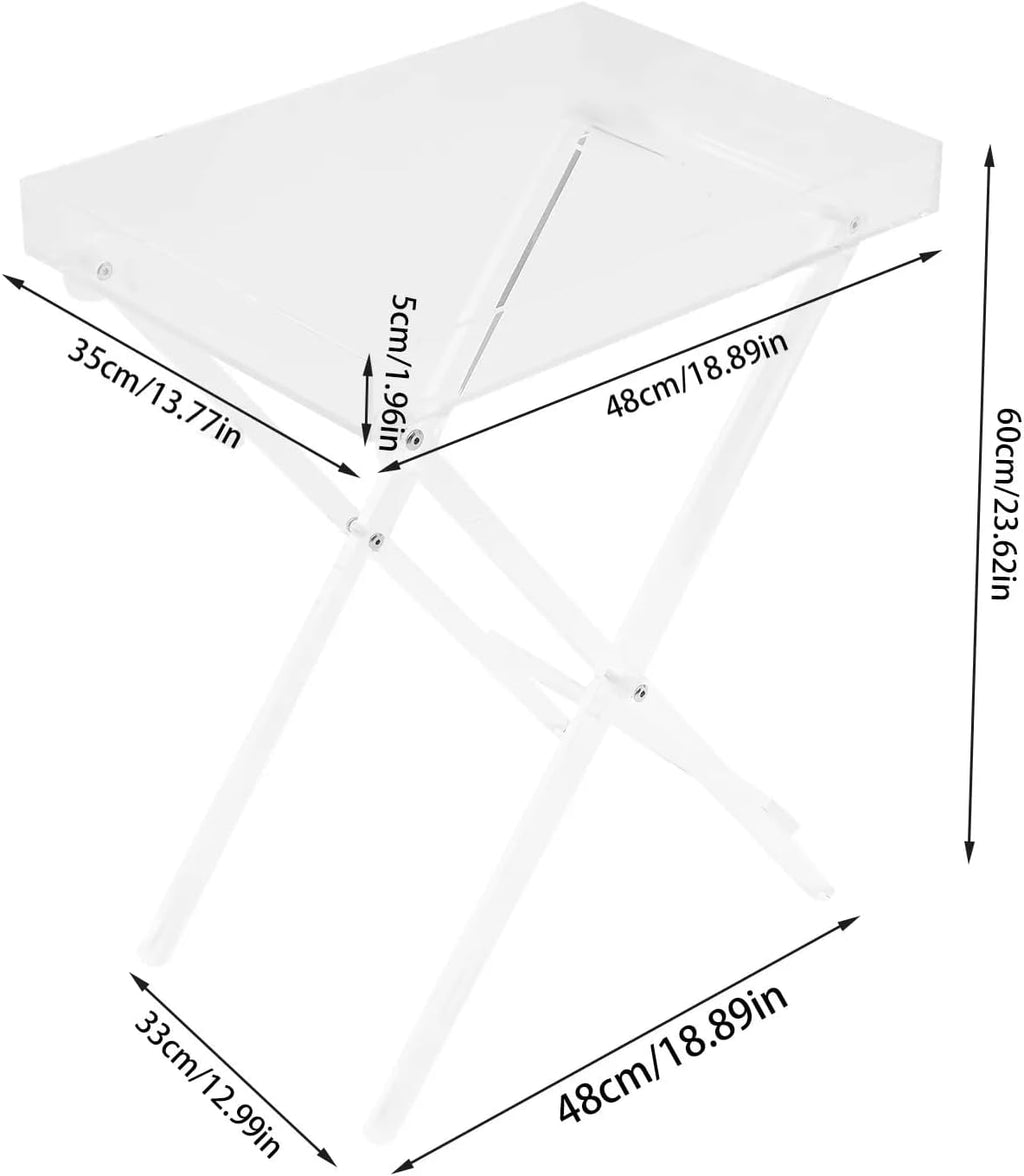 Acrylic Side Table Folding Tray Tables Modern End Table Clear Table Folding TV Tray Table for Living Room Kitchen Bedroom Garden
