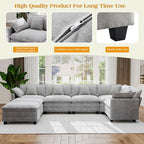 Hanherry Modular Sectional Sofa,Cloud Couch for Living Room,Modern Deep Seat Sofa Chenille Fabric Comfy Couches with Throw Pillows & Movable Ottoman for Apartment