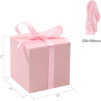 COTOPHER 100pcs Wedding Favor Boxes, Paper Gift Boxes 3x3x3 Inches Small Gift Boxes with Ribbons Small Boxes for Gifts, Crafting, Cupcake, Candy, Bridesmaid Proposal Boxes，Easy Assemble Boxes (Pink,