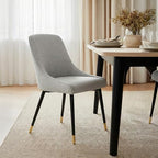 COLAMY LUMA Dining Chairs Set of 4, Upholestered Fabric Kitchen Dining Chairs with Metal Legs, Armless Accent Side Chair for Dining Room, Home, Light Gray