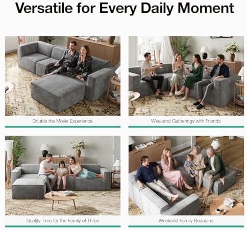 Novilla 109" Modular Sectional Sofa, No Assembly Cloud Sectional Couch with Smarts Coil® Support, Chenille Fabric L Shape Couch for Living Room Apartment, Dark Gray(R-Arm 4 Seat w/ 1 Ottoman)