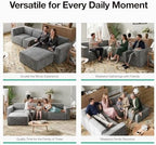 Novilla 109" Modular Sectional Sofa, No Assembly Cloud Sectional Couch with Smarts Coil® Support, Chenille Fabric L Shape Couch for Living Room Apartment, Dark Gray(R-Arm 4 Seat w/ 1 Ottoman)