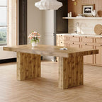 Wooden Dining Table for 6-10 People, 79-Inch Farmhouse Dining Room Table with 3.5" Thick Top and Heavy Duty Legs, Rectangular Kitchen Table for Dining Room, Easy Assembly,Brown